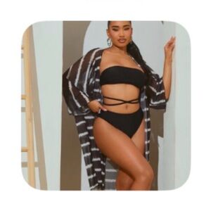 Fashion Nova Monochrome Kimono 3 pc Bikini